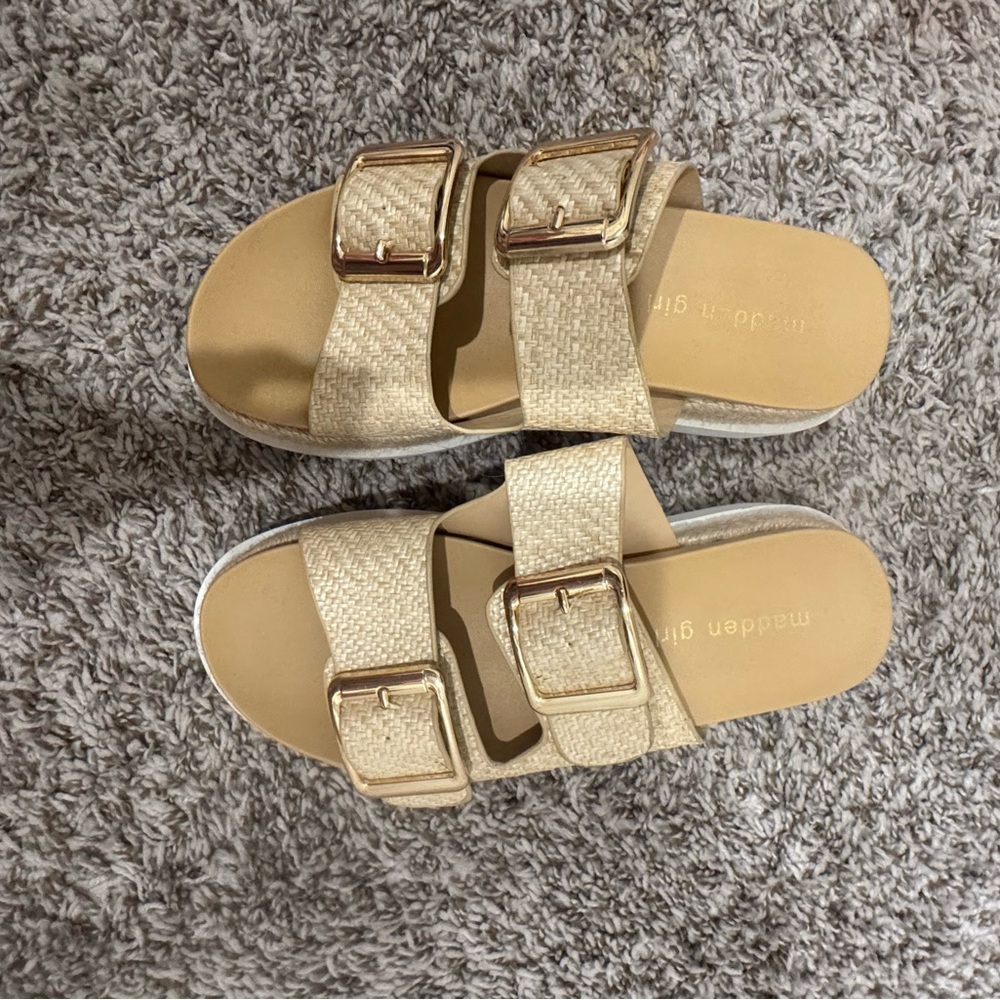 Madden Girl Gold Buckle Sandals